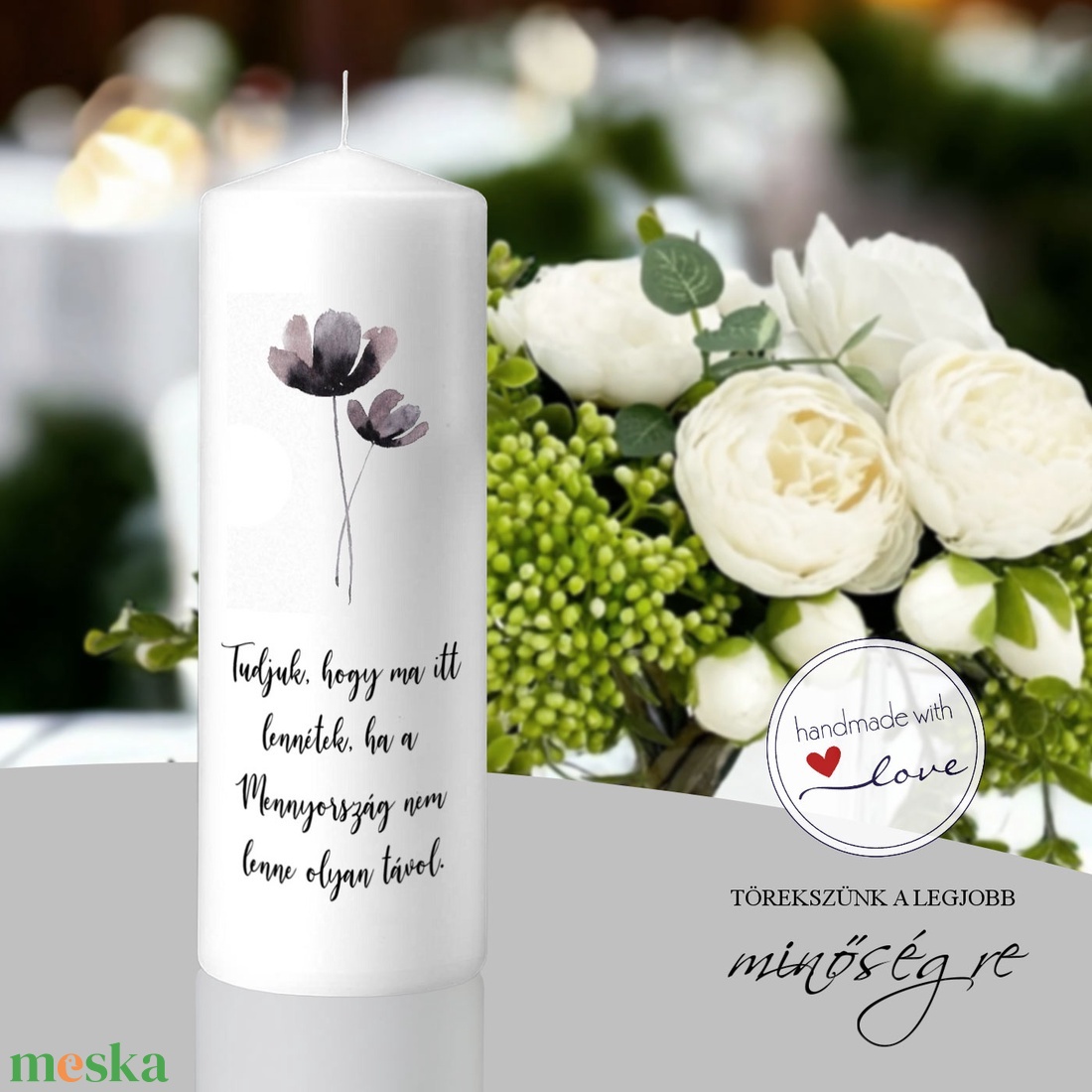Ha itt lennétek esküvői emlékgyertya - esküvő - dekoráció - gyertya & gyertyatartó - Meska.hu