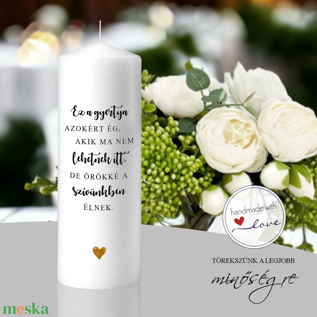 Örökké velünk esküvői emlékgyertya - esküvő - dekoráció - gyertya & gyertyatartó - Meska.hu