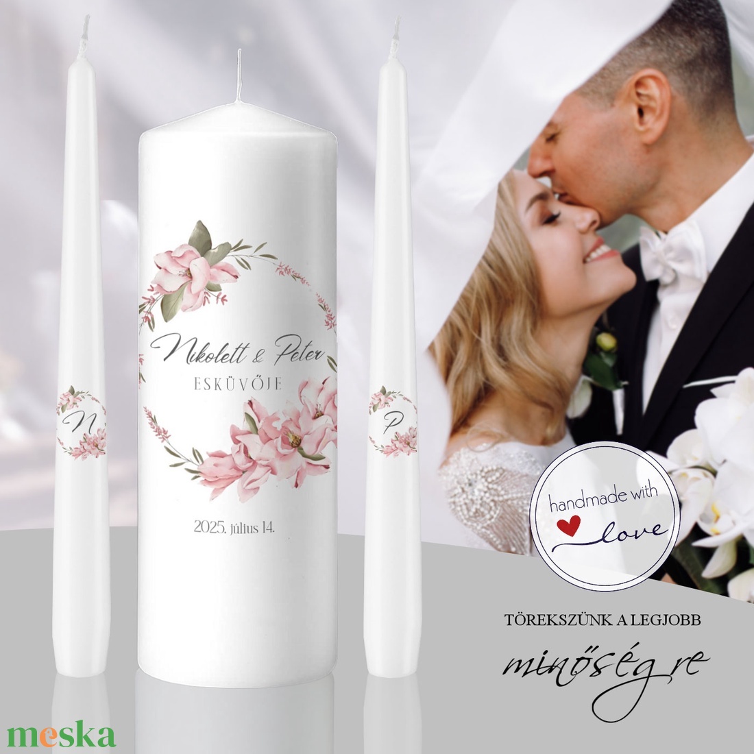 Liliom álom esküvői gyertya szett - esküvő - dekoráció - gyertya & gyertyatartó - Meska.hu