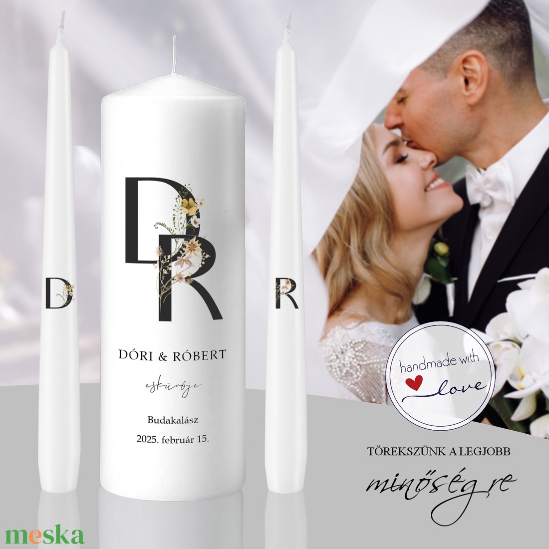Lunaria esküvői gyertya szett - esküvő - dekoráció - gyertya & gyertyatartó - Meska.hu