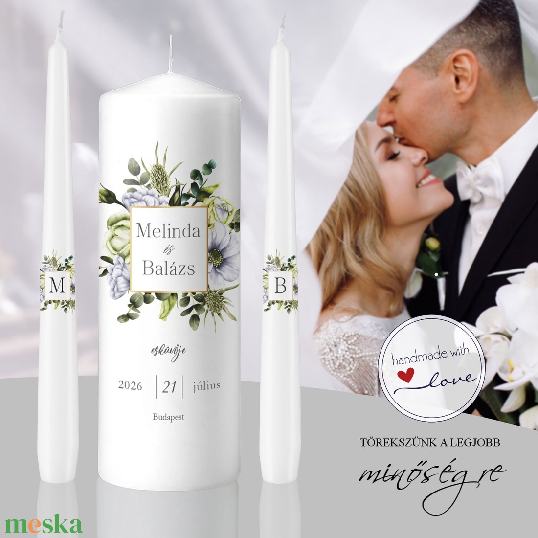 Örök igen esküvői gyertya szett - esküvő - dekoráció - gyertya & gyertyatartó - Meska.hu