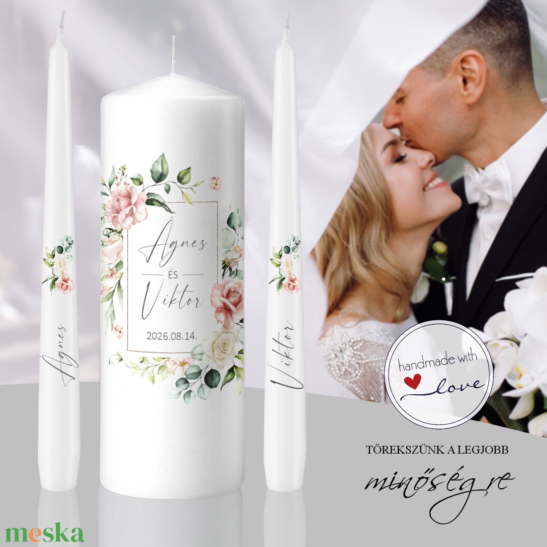 Virágzó fogadalom esküvői gyertya szett - esküvő - dekoráció - gyertya & gyertyatartó - Meska.hu