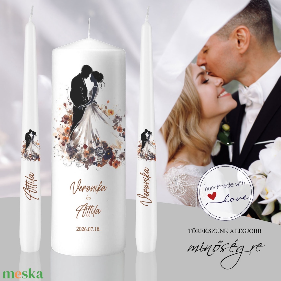 A Nagy Igen esküvői gyertya szett - esküvő - dekoráció - gyertya & gyertyatartó - Meska.hu