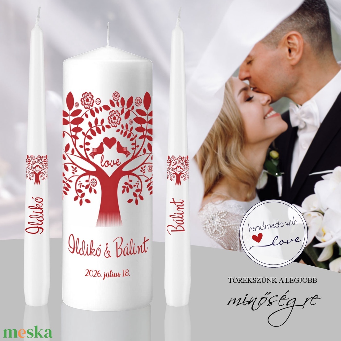 Szerelem fája esküvői gyertya szett - esküvő - dekoráció - gyertya & gyertyatartó - Meska.hu