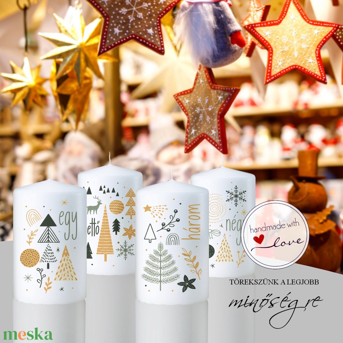 Erdei harmónia adventi gyertya szett - karácsony - adventi díszek - adventi gyertyadíszek és koszorúdíszek - Meska.hu