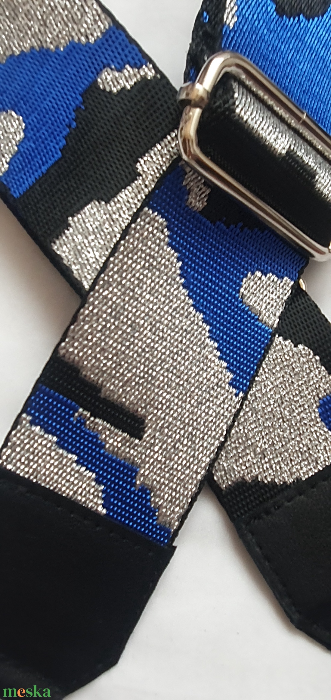 Vállpánt, táskapánt, mintás, kék -fekete-ezüst - táska & tok - táskapánt & alkatrész - Meska.hu