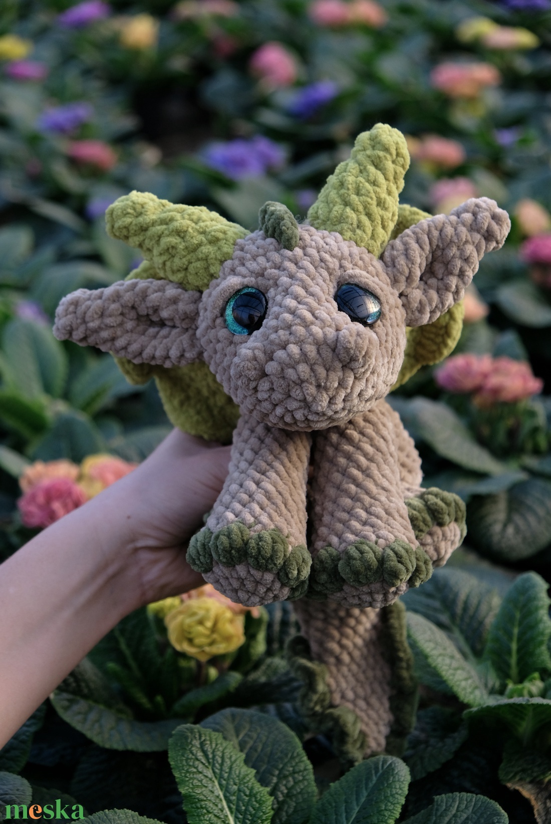 Horgolt zöld sárkány - játék & sport - plüssállat & játékfigura - plüss sárkány - Meska.hu