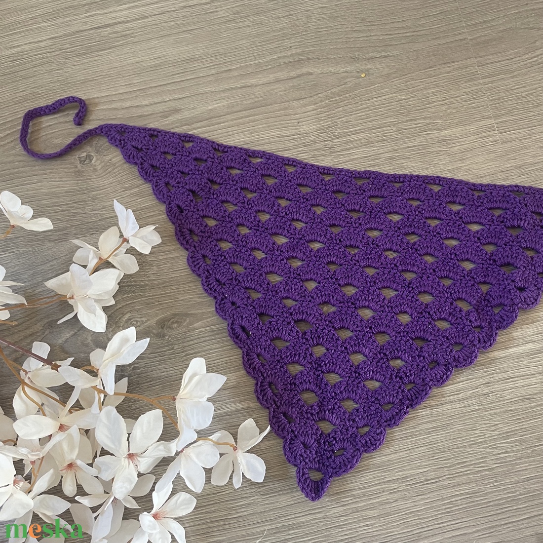 Horgolt fejkendő (bandana) - ruha & divat - sál, sapka, kendő - fejpánt - Meska.hu