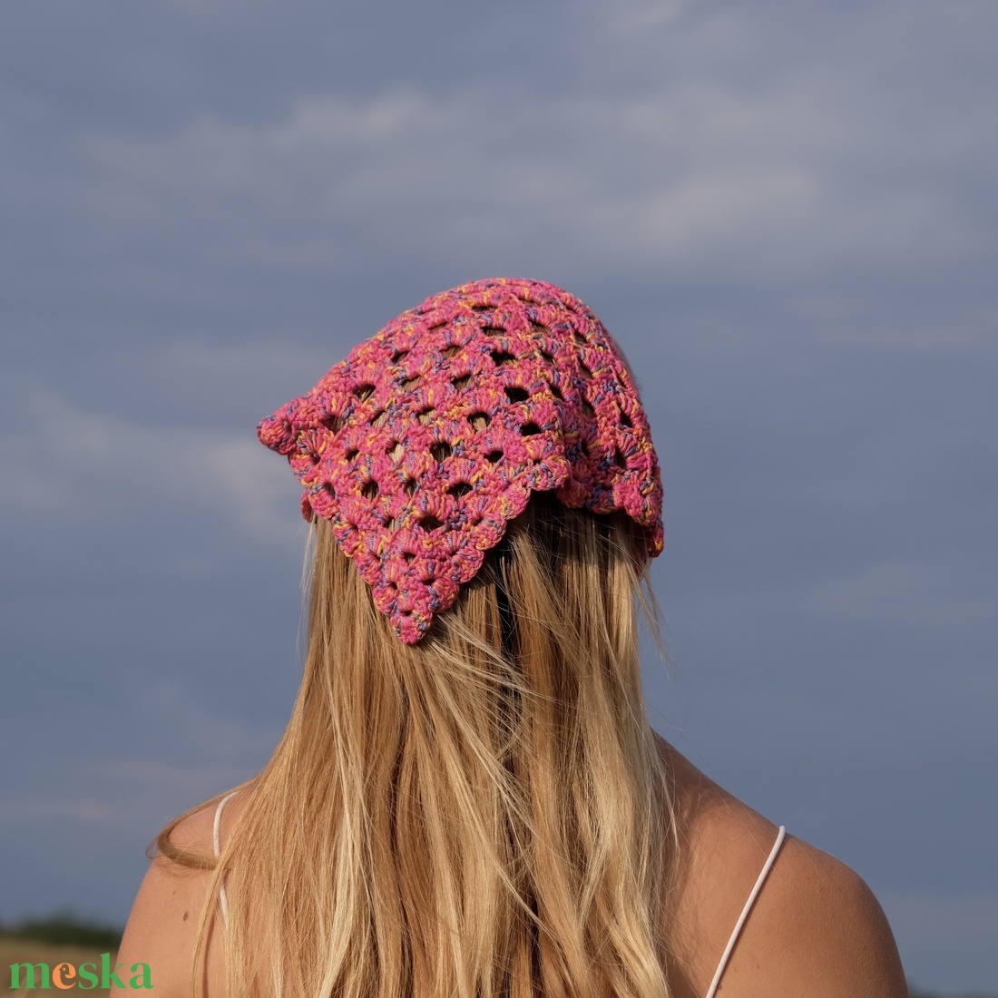 Horgolt fejkendő (bandana) - ruha & divat - sál, sapka, kendő - fejpánt - Meska.hu