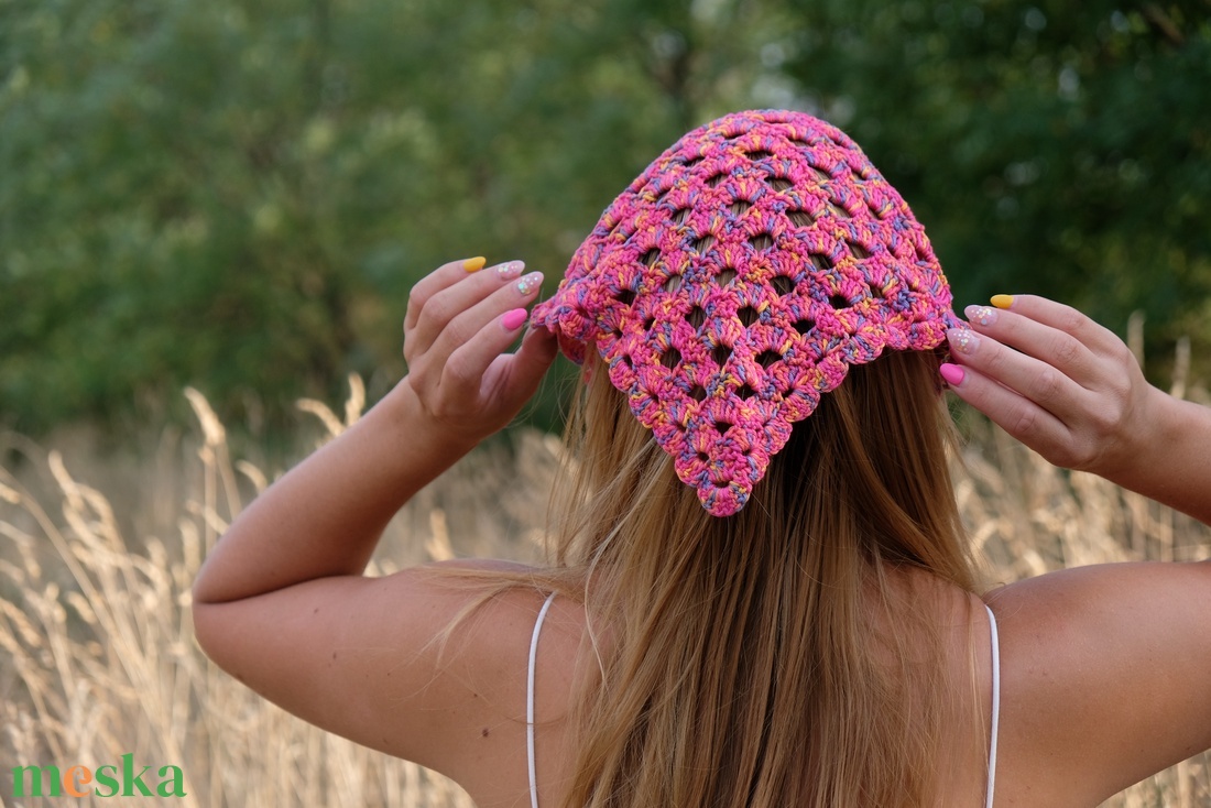 Horgolt fejkendő (bandana) - ruha & divat - sál, sapka, kendő - fejpánt - Meska.hu