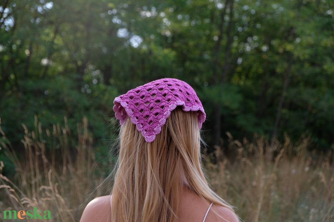 Horgolt fejkendő (bandana) - ruha & divat - sál, sapka, kendő - fejpánt - Meska.hu