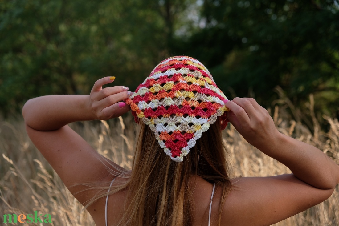 Horgolt fejkendő (bandana) - ruha & divat - sál, sapka, kendő - fejpánt - Meska.hu