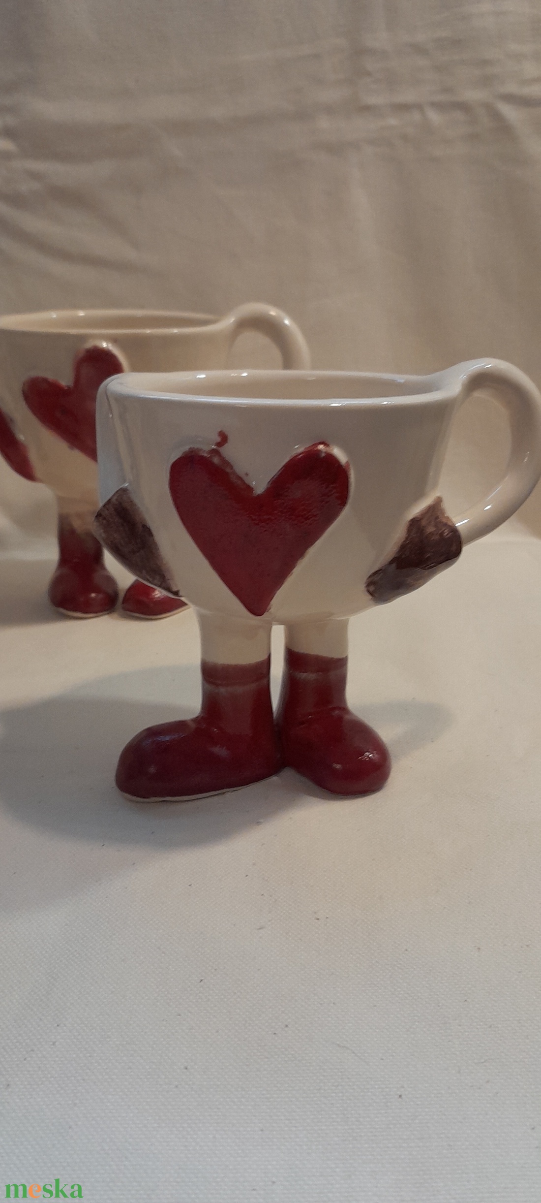 Karácsonyi szíves-lábas bögre - otthon & életmód - konyhafelszerelés, tálalás - tálalás - bögre & csésze - Meska.hu