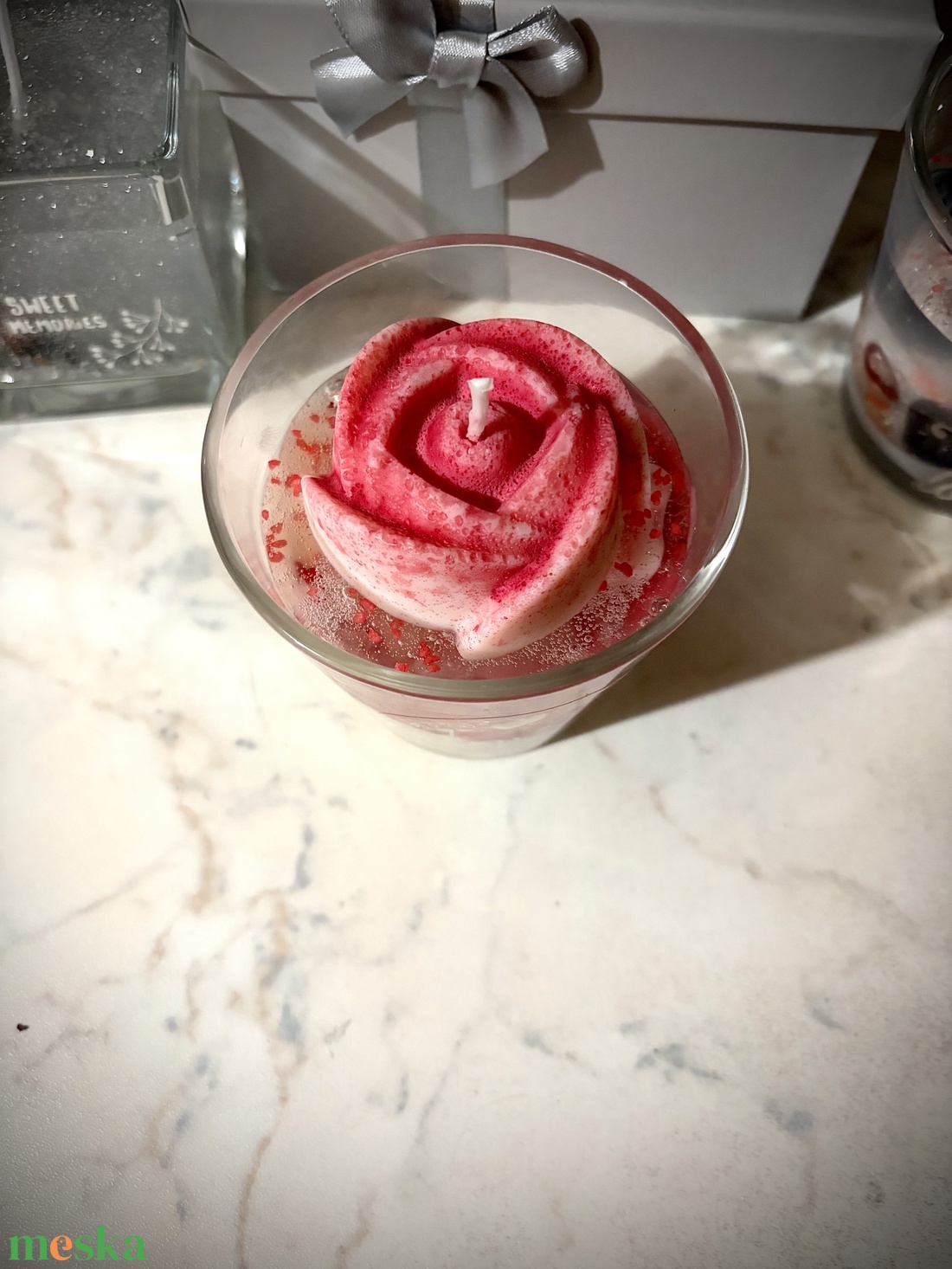 Valentin-napi Rózsa gyertya - esküvő - emlék & ajándék - doboz - Meska.hu