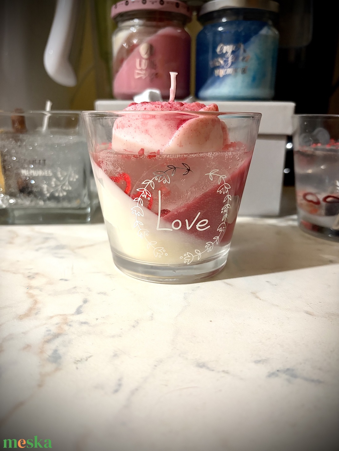 Valentin-napi Rózsa gyertya - esküvő - emlék & ajándék - doboz - Meska.hu