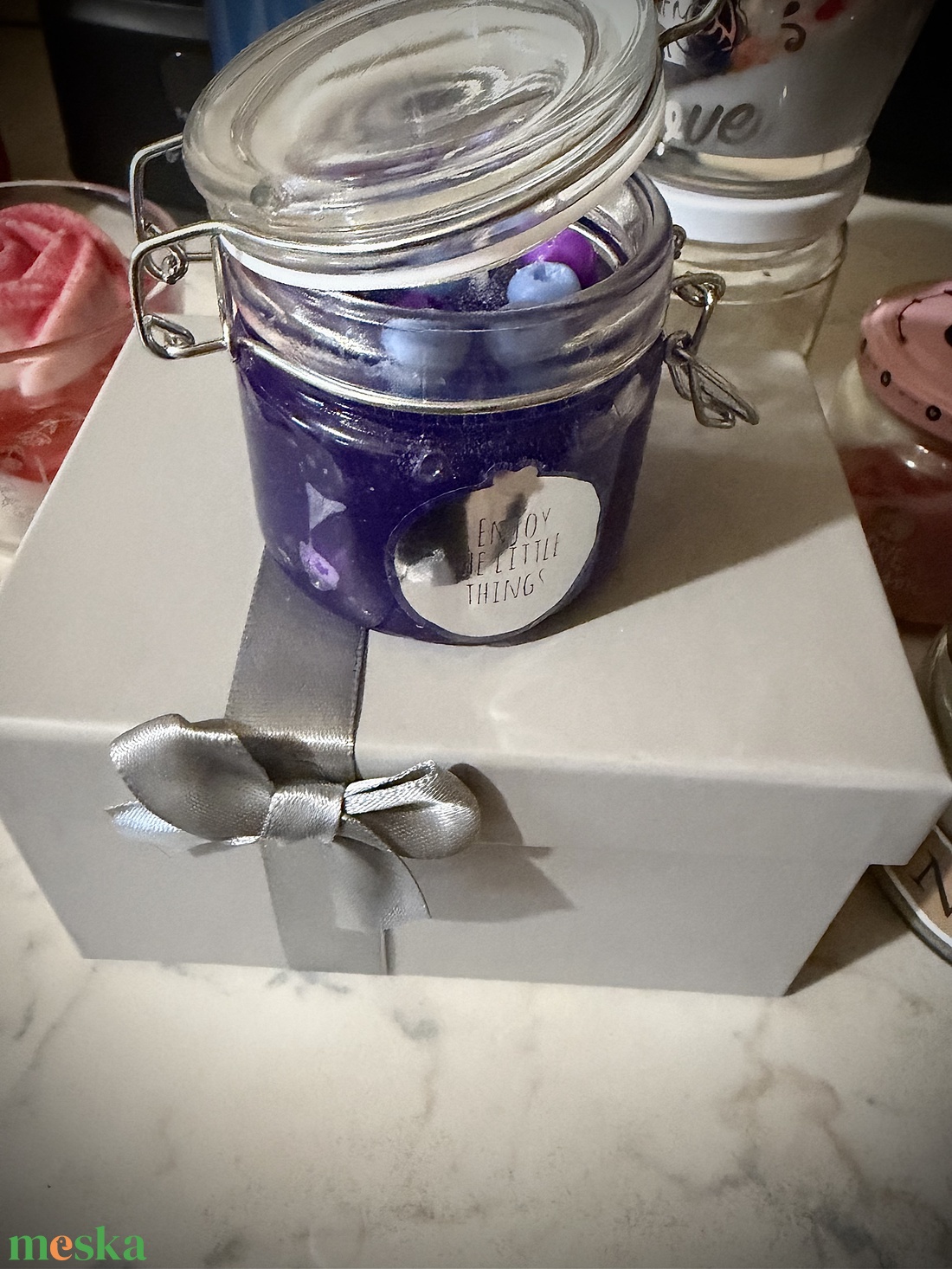 Áfonya gyertya - esküvő - emlék & ajándék - doboz - Meska.hu