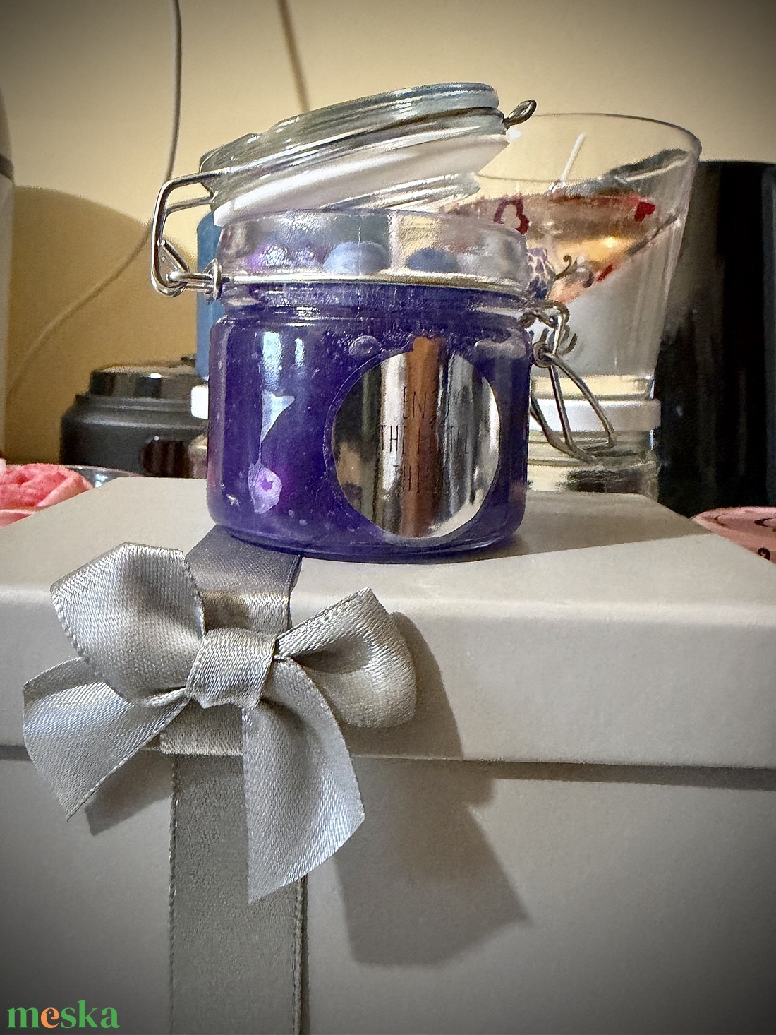 Áfonya gyertya - esküvő - emlék & ajándék - doboz - Meska.hu