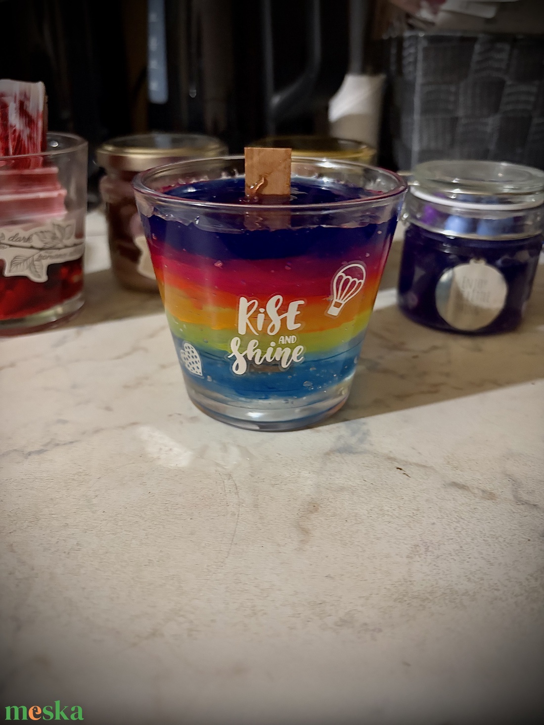 Szivárvány gyertya - esküvő - emlék & ajándék - köszönőajándék - Meska.hu