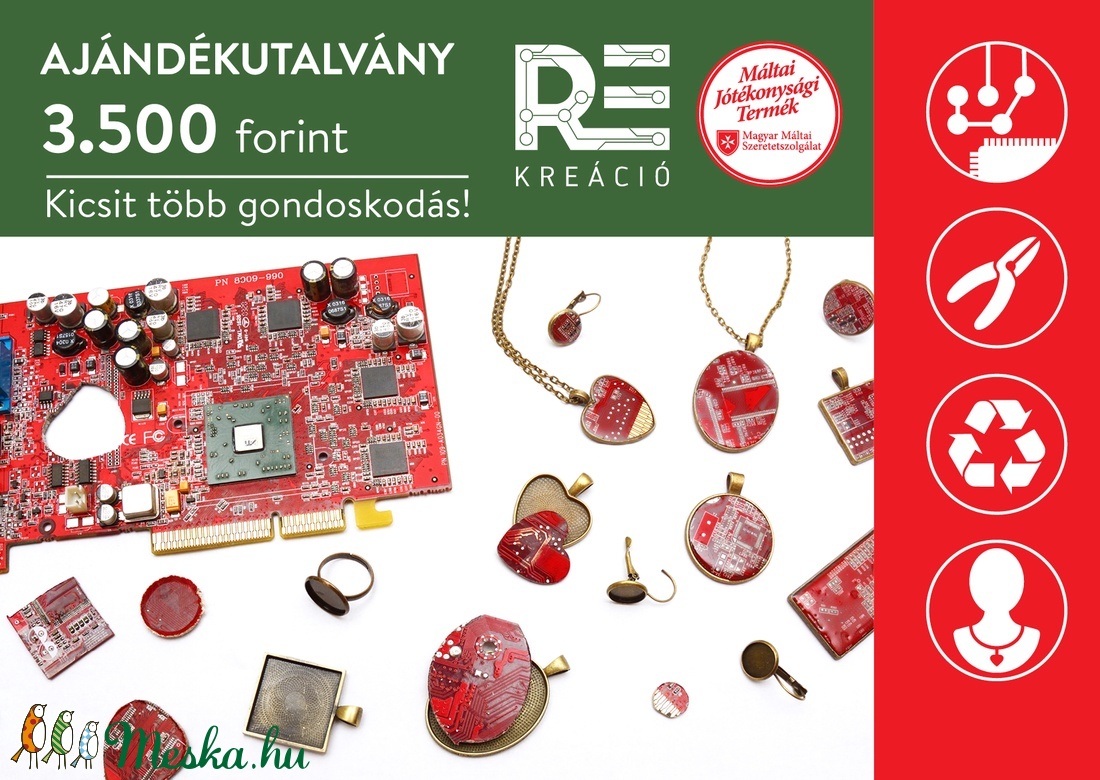 REkreácó - újrahasznosított számítógép alaplap Ajándékutalvány 3500Ft - ékszer - mandzsettagomb és nyakkendőtű - Meska.hu