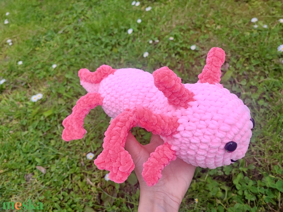 Óriás horgolt pink axololt - játék & sport - plüssállat & játékfigura - más figura - Meska.hu