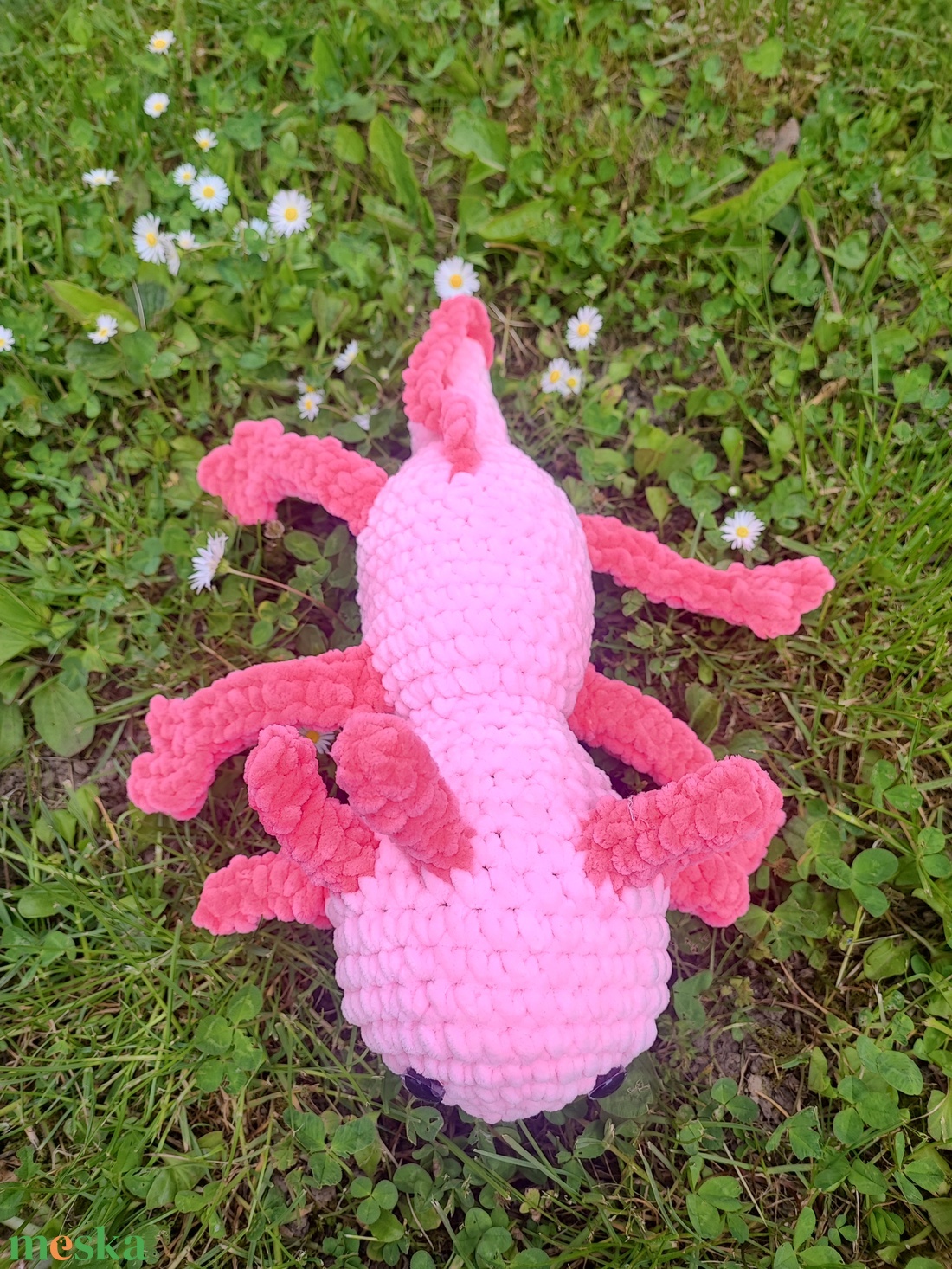 Óriás horgolt pink axololt - játék & sport - plüssállat & játékfigura - más figura - Meska.hu
