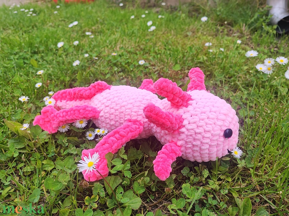 Óriás horgolt pink axololt - játék & sport - plüssállat & játékfigura - más figura - Meska.hu