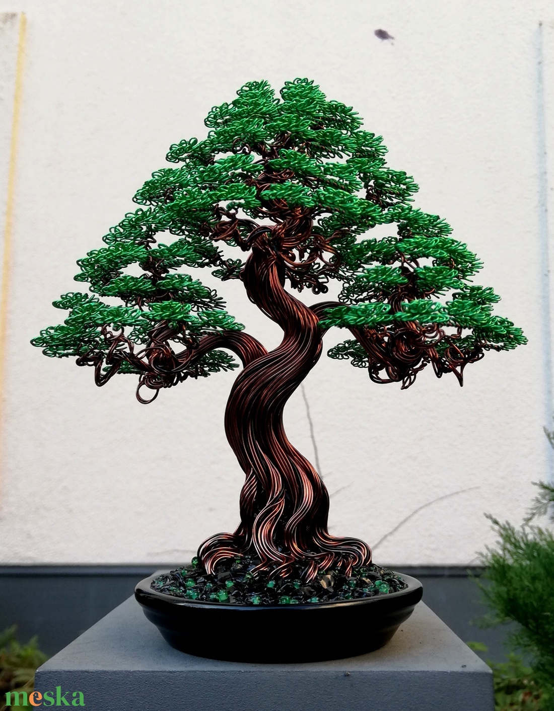 Zöld drótfa - otthon & életmód - dekoráció - asztal és polc dekoráció - bonsai - Meska.hu