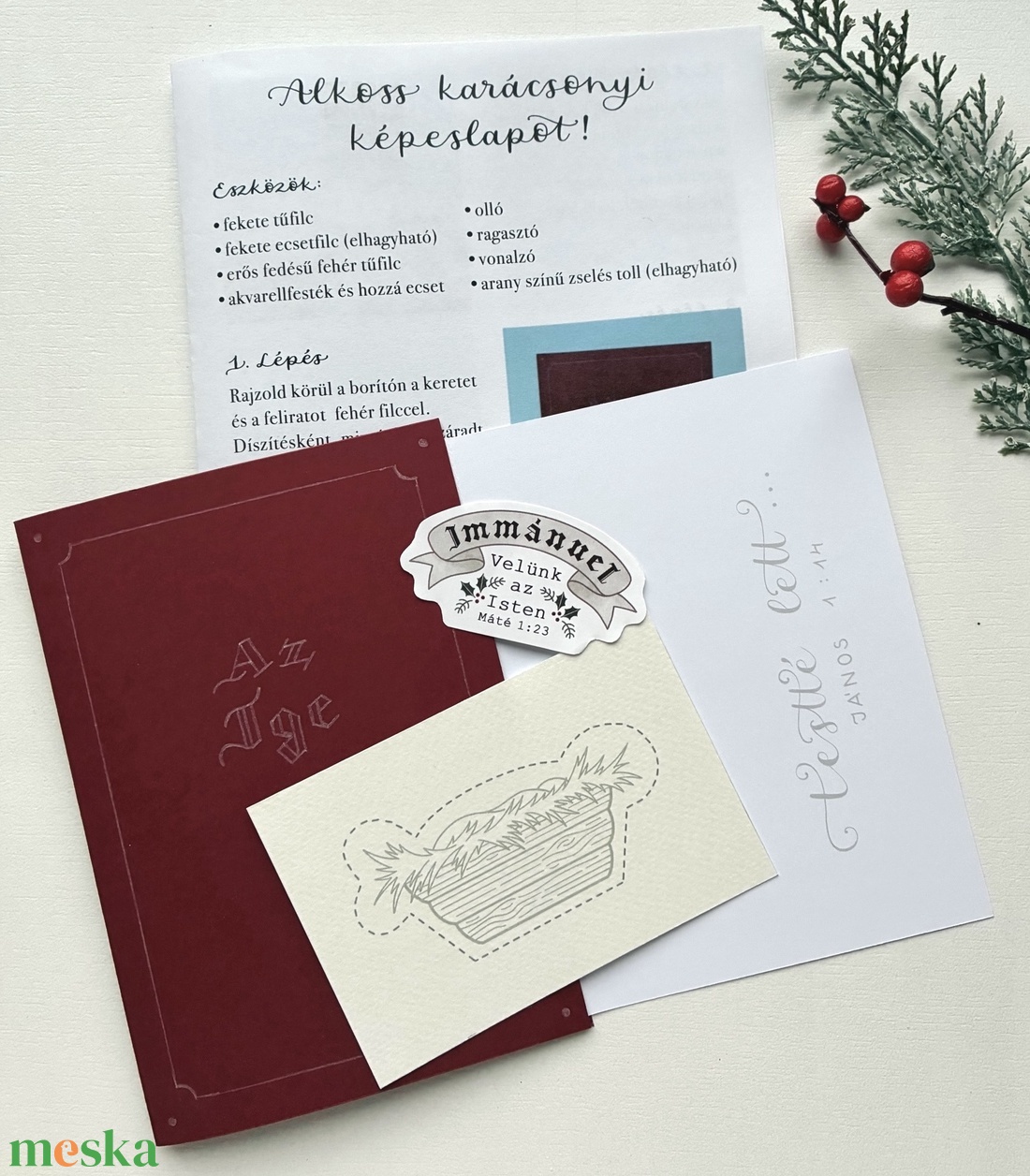 Karácsonyi képeslapkészítő csomag - művészet - grafika & illusztráció - ceruzarajz - Meska.hu