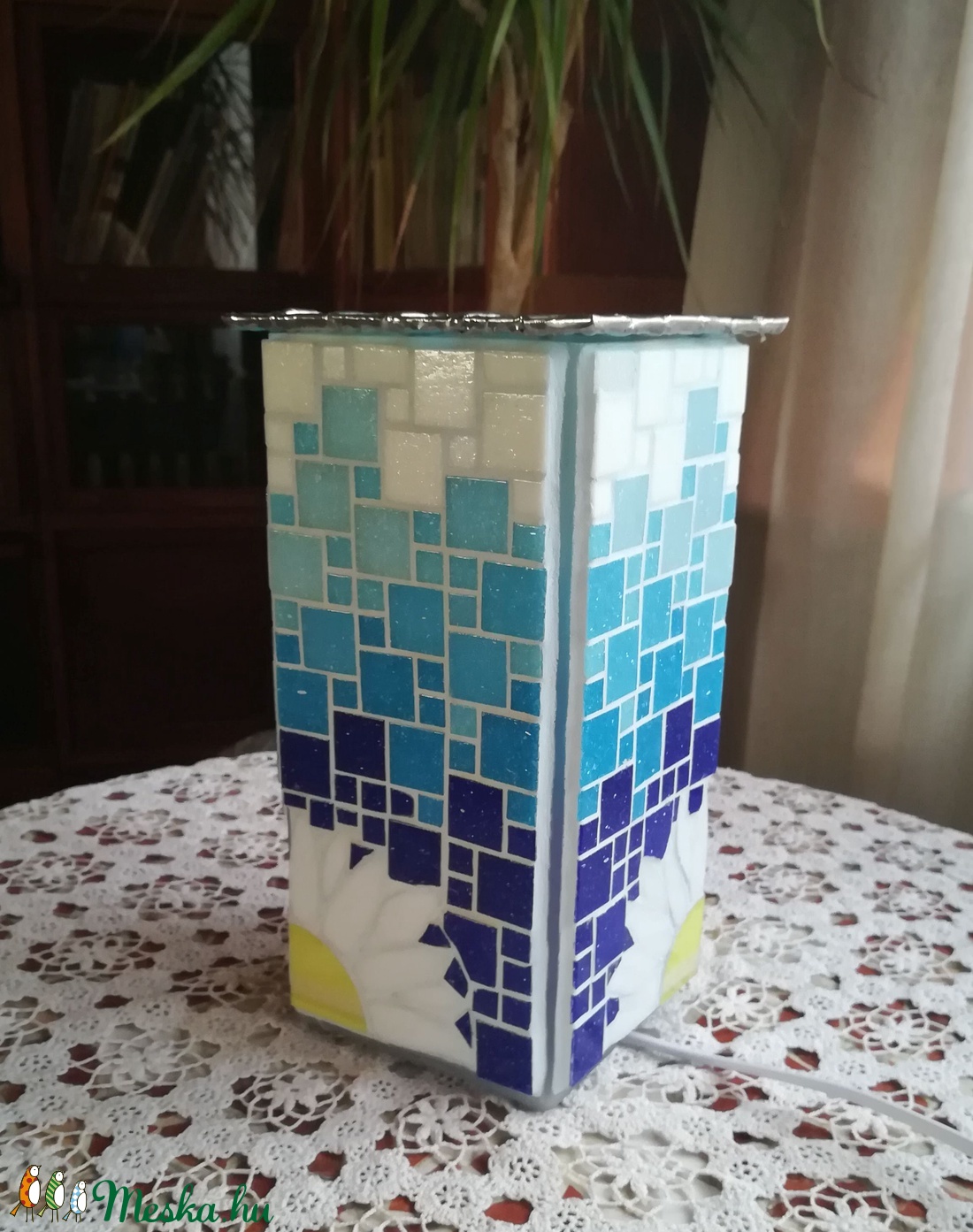 Margarétás üvegmozaik lámpa - - Meska.hu Margarétás üvegmozaik lámpa - - Meska.hu