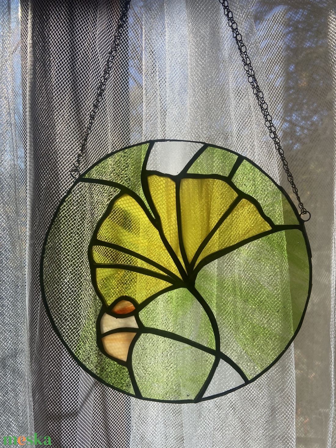 Ginkgó bilóba ablakdísz - otthon & életmód - dekoráció - ajtó- és ablak dekoráció - ablakdísz - Meska.hu