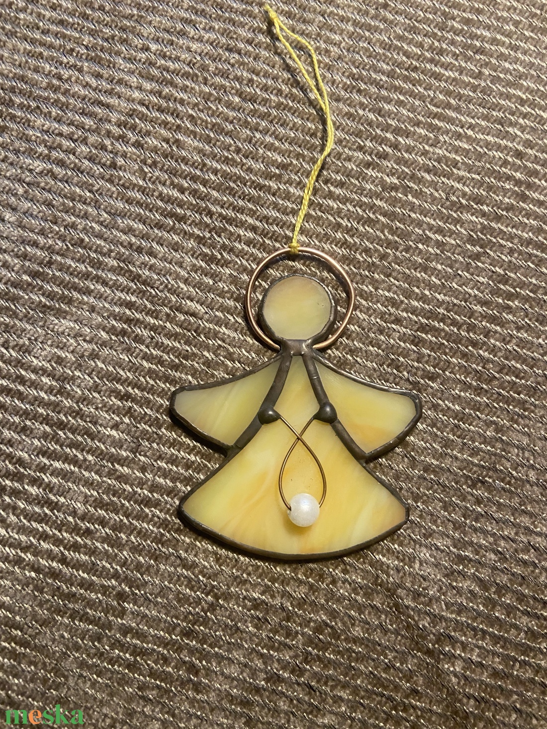 Angyalka 1. (sárga) - karácsony - karácsonyi lakásdekoráció - karácsonyfadíszek - Meska.hu