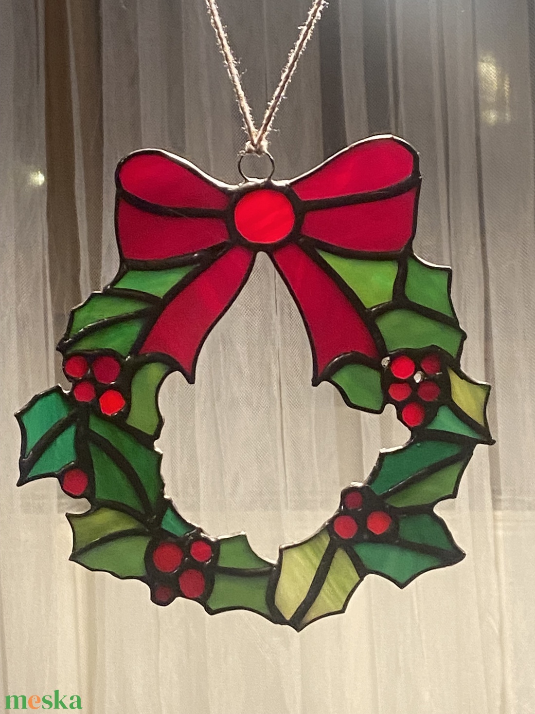 Karácsonyi koszorú (ajtó-, vagy  ablakdísz) - otthon & életmód - dekoráció - ajtó- és ablak dekoráció - ablakdísz - Meska.hu