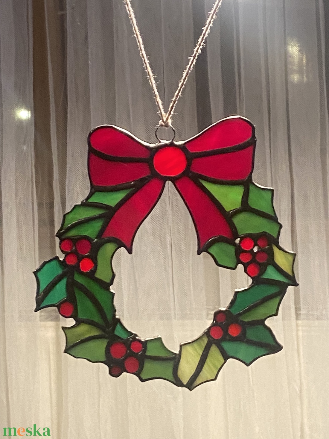 Karácsonyi koszorú (ajtó-, vagy  ablakdísz) - otthon & életmód - dekoráció - ajtó- és ablak dekoráció - ablakdísz - Meska.hu