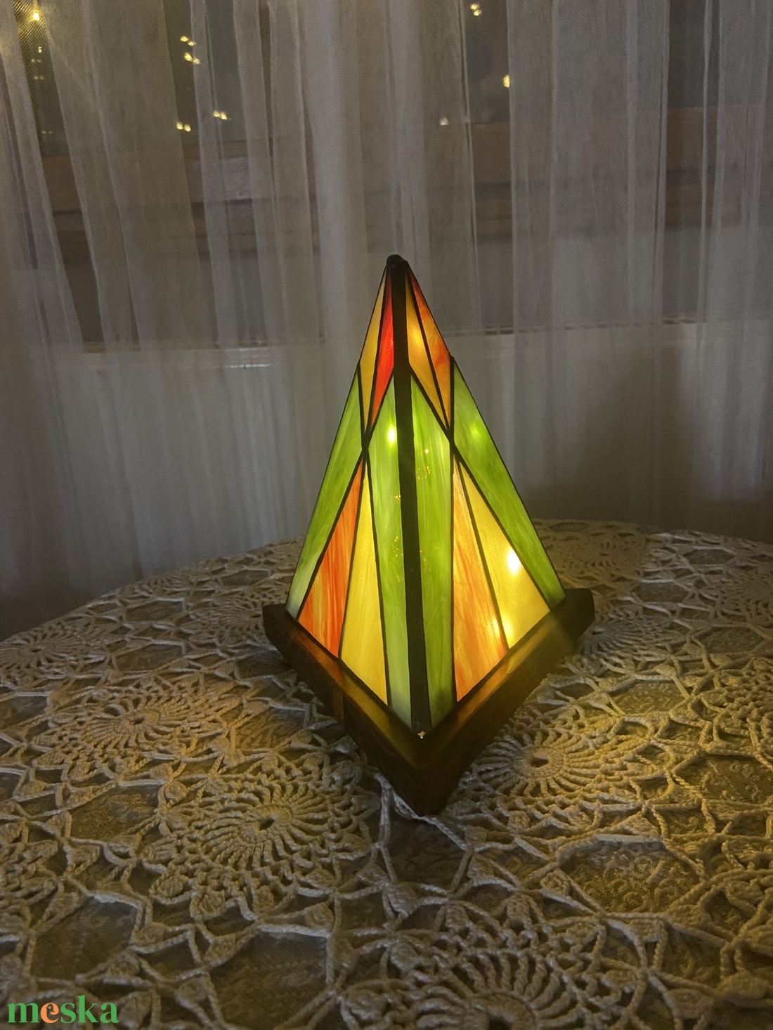 Gúla formájú hangulatlámpa, zöld - narancs - otthon & életmód - lámpa - hangulatlámpa - Meska.hu