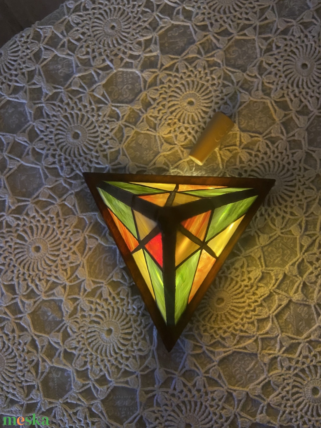 Gúla formájú hangulatlámpa, zöld - narancs - otthon & életmód - lámpa - hangulatlámpa - Meska.hu