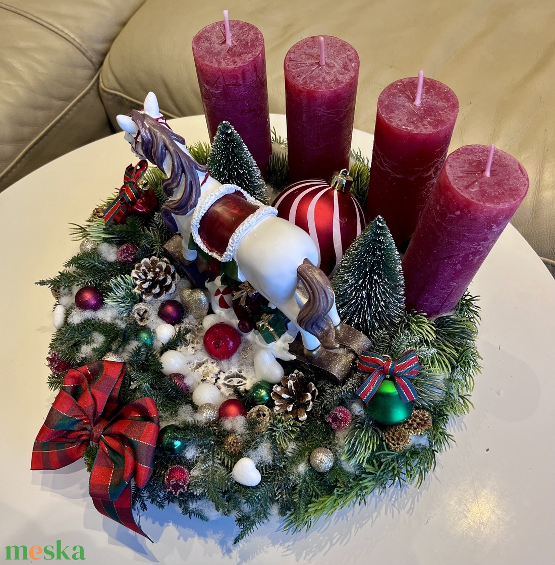 Hintalovas adventi koszorú - karácsony - adventi díszek - adventi gyertyadíszek és koszorúdíszek - Meska.hu