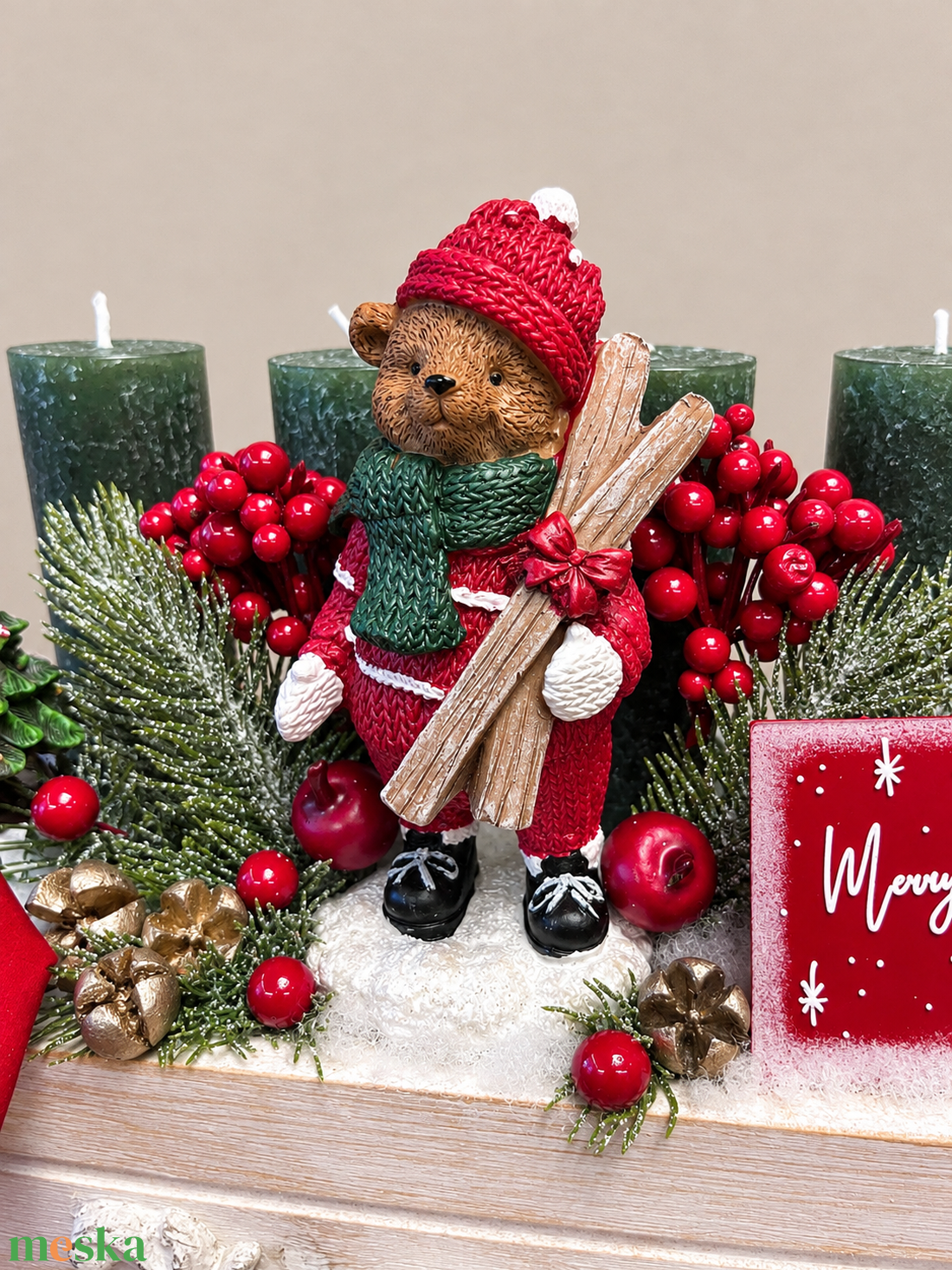 ELKELT-REFERENCIA-BEMUTATÓ DARAB-hasonló rendelhető!! Mackós adventi asztali dísz vintage fiókban, rusztikus gyertyákkal - karácsony - adventi díszek - adventi asztaldísz - Meska.hu