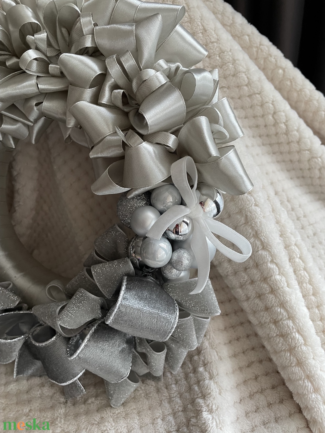 Ezüst csillogás koszorú - karácsony - adventi díszek - adventi ajtódísz - Meska.hu