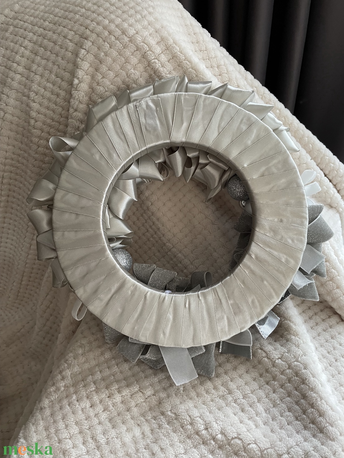 Ezüst csillogás koszorú - karácsony - adventi díszek - adventi ajtódísz - Meska.hu