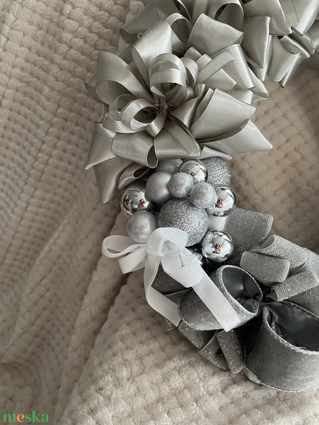 Ezüst csillogás koszorú - karácsony - adventi díszek - adventi ajtódísz - Meska.hu