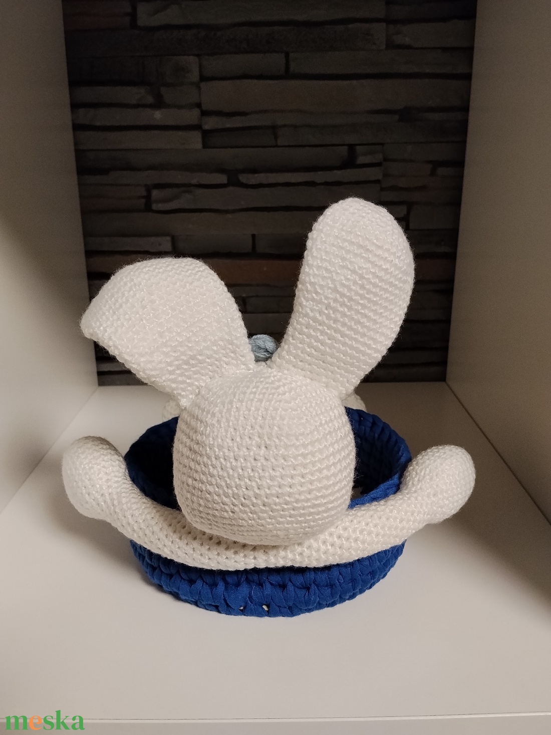 Horgolt húsvéti kosár nyuszival  - otthon & életmód - tárolás & rendszerezés - tárolókosár - Meska.hu
