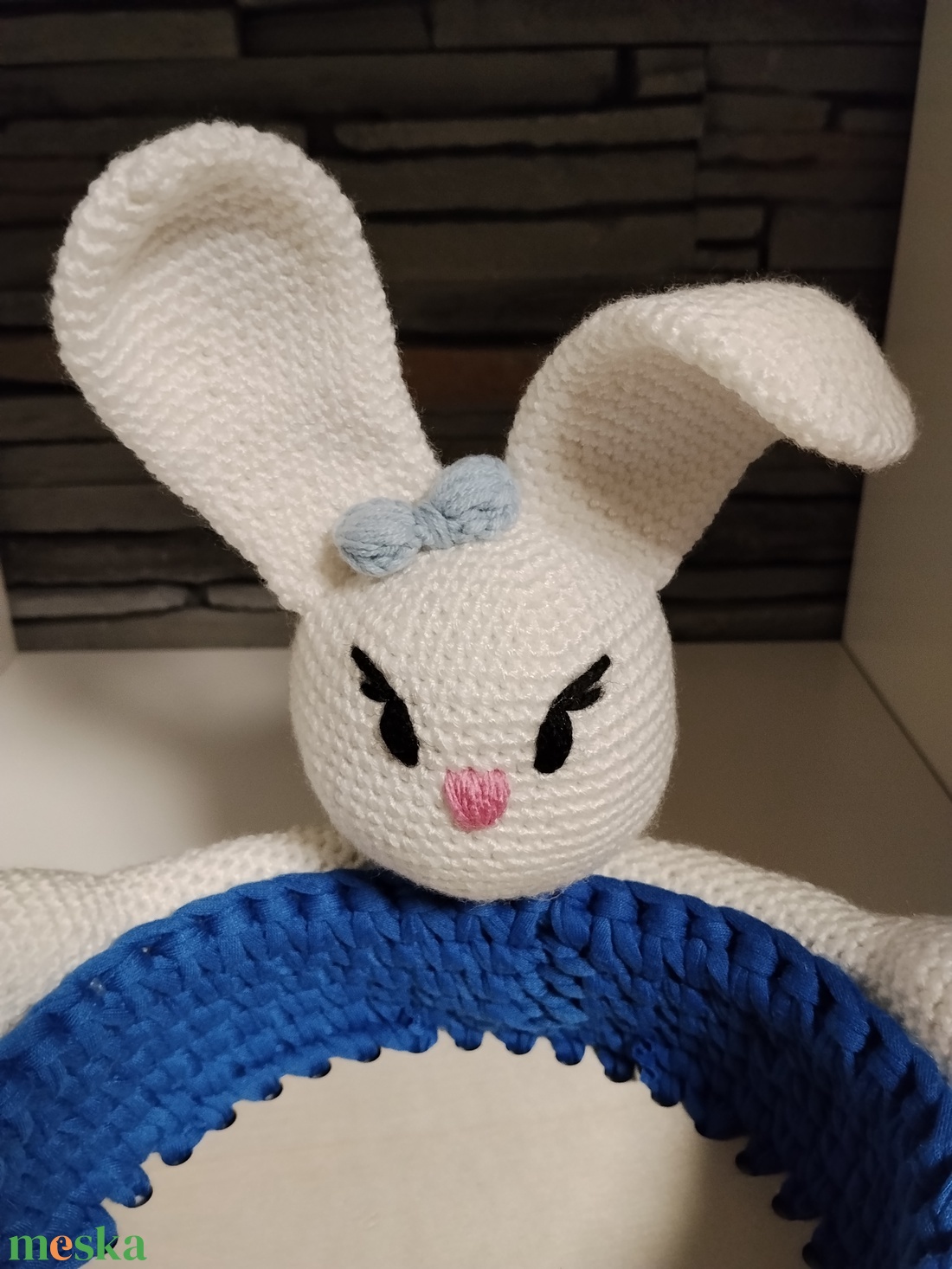 Horgolt húsvéti kosár nyuszival  - otthon & életmód - tárolás & rendszerezés - tárolókosár - Meska.hu