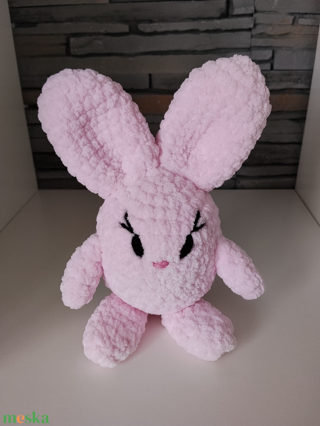 Horgolt rózsaszín tojásnyuszi húsvétra - ünnepi díszek, dekorációk - húsvéti díszek és dekorációk - húsvéti asztaldíszek - Meska.hu