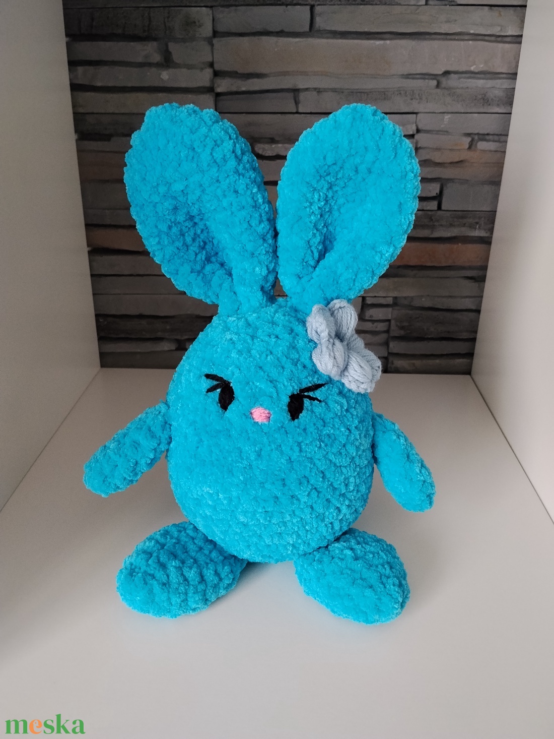 Horgolt húsvéti tojásnyuszi kék  - ünnepi díszek, dekorációk - húsvéti díszek és dekorációk - húsvéti asztaldíszek - Meska.hu