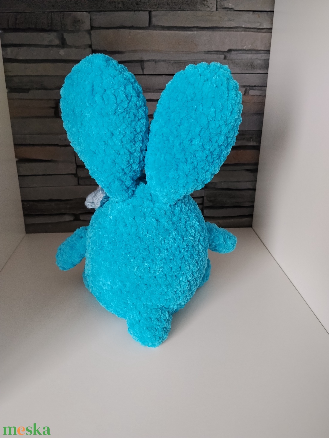 Horgolt húsvéti tojásnyuszi kék  - ünnepi díszek, dekorációk - húsvéti díszek és dekorációk - húsvéti asztaldíszek - Meska.hu