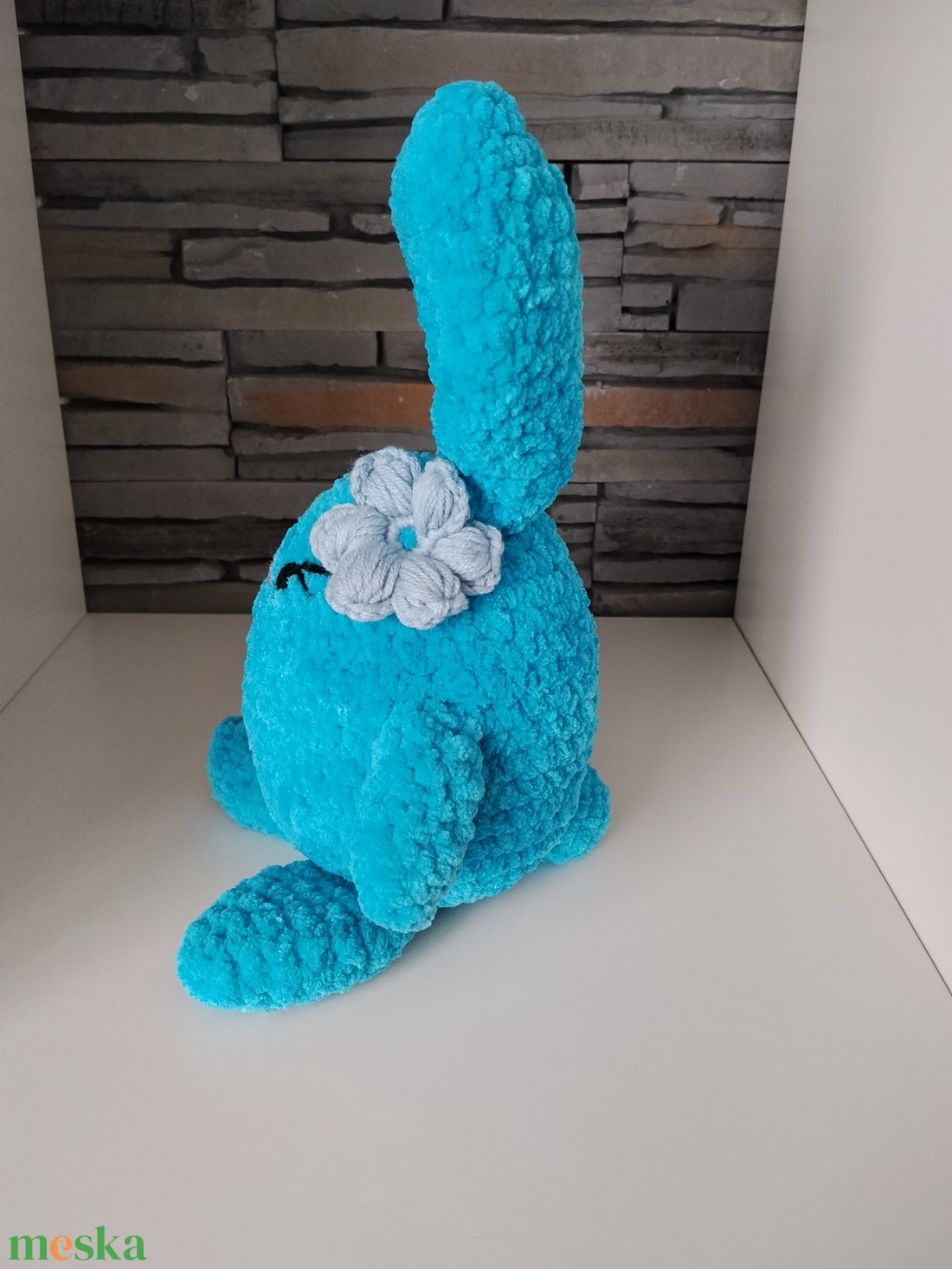 Horgolt húsvéti tojásnyuszi kék  - ünnepi díszek, dekorációk - húsvéti díszek és dekorációk - húsvéti asztaldíszek - Meska.hu