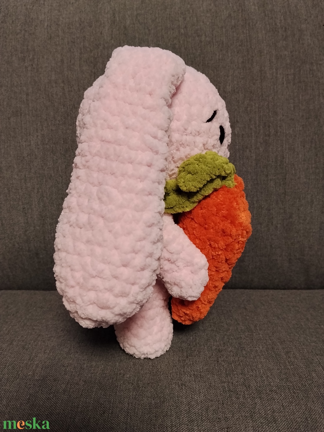 Horgolt húsvéti nyuszi répával rózsaszín  - játék & sport - plüssállat & játékfigura - nyuszi - Meska.hu
