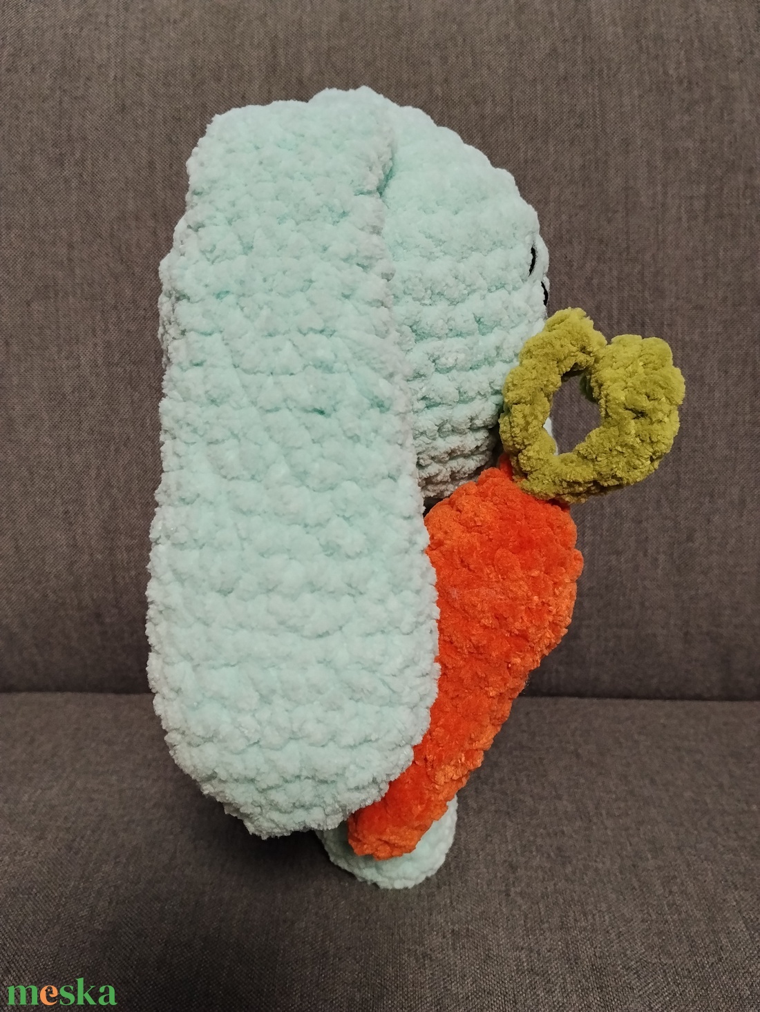 Horgolt húsvéti nyuszi répával világos türkiz  - játék & sport - plüssállat & játékfigura - nyuszi - Meska.hu