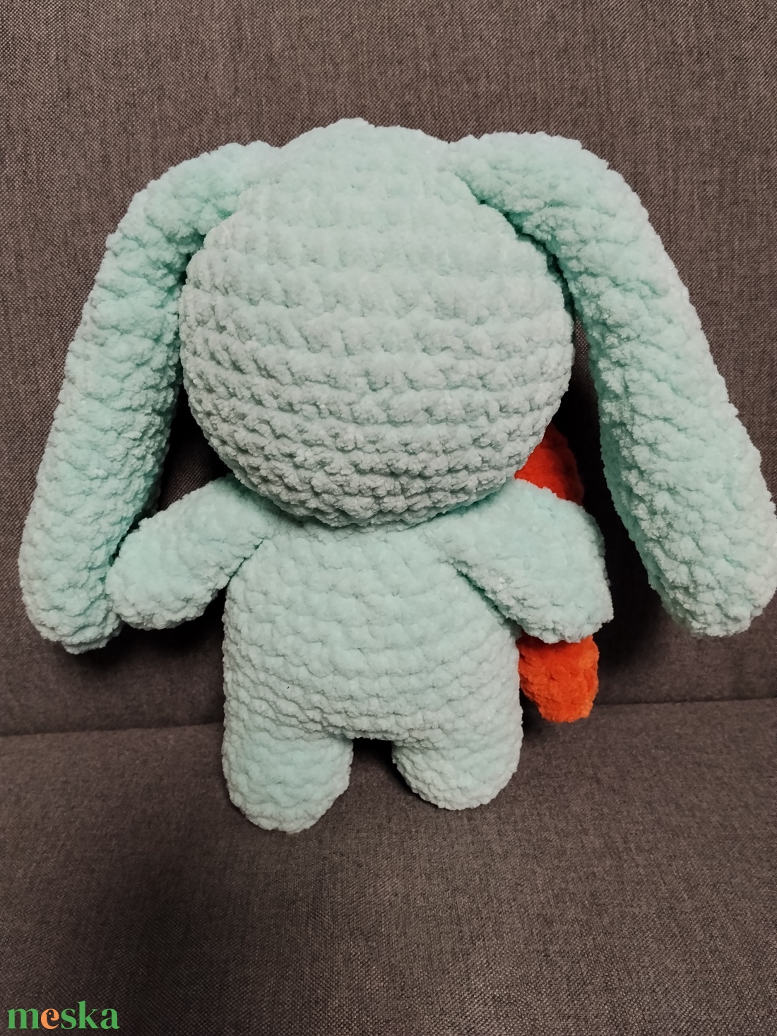 Horgolt húsvéti nyuszi répával világos türkiz  - játék & sport - plüssállat & játékfigura - nyuszi - Meska.hu