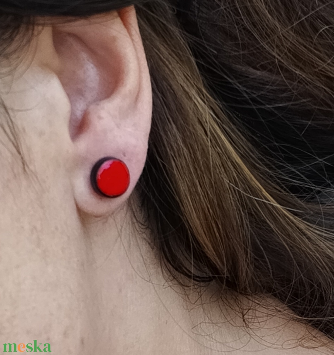 Red black - ékszer - fülbevaló - pötty fülbevaló - Meska.hu
